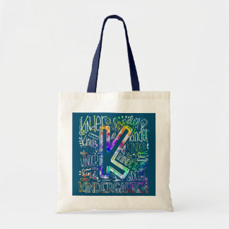 Bolsa Tote Tie Dye Typografia Jardim de Infância Crianças de 