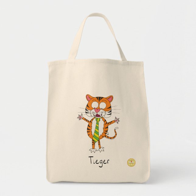 Bolsa Tote Tieger Tiger com um Tie Grocery Tote Bag (Frente)
