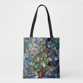 Bolsa Tote Tiffany-Style Stained Glass Christmas Tree