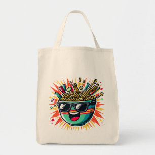 Bolsa Tote Tigela de Ramen de desenho animado de macarrão fof
