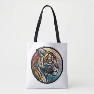 Bolsa Tote Tiger Animal Portrait Vidro Armazenado