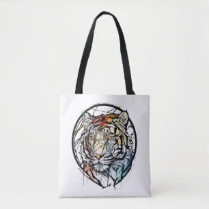 Bolsa Tote Tiger Animal Portrait Vidro Armazenado