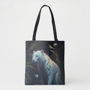 Bolsa Tote Tiger Animal Retrato Pintando Vida Selvagem ao ar 