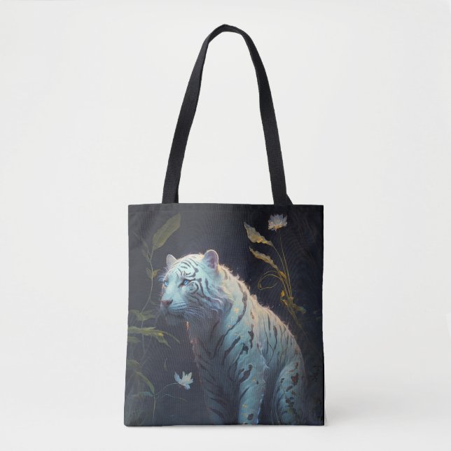 Bolsa Tote Tiger Animal Retrato Pintando Vida Selvagem ao ar  (Frente)