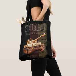 Bolsa Tote Tiger I German Heavy Tank WII com bandeira alemã