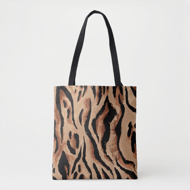 Bolsa Tote Tiger Leopard: Pele Animal Sem Semente (Frente)