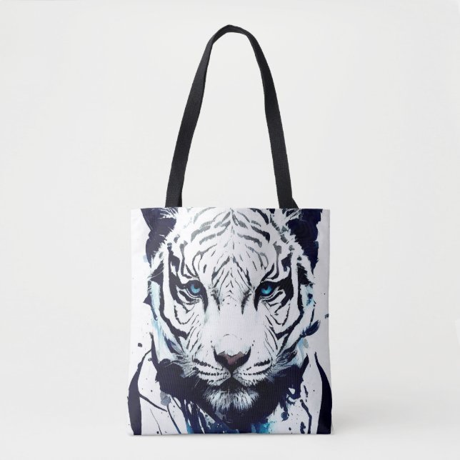 Bolsa Tote Tiger Wild Nature Free Spirit Art Painting (Frente)