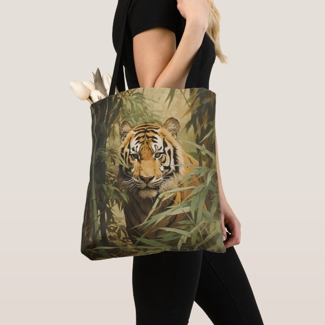 Bolsa Tote Tigre da Natureza na Floresta (Close Up)