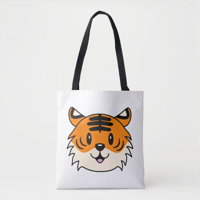 Bolsa Tote Tigre de Cartoon Sorridente (Frente)