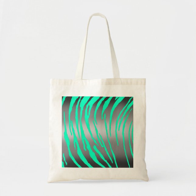 Bolsa Tote Tigre de Prata Stripes Aqua (Frente)