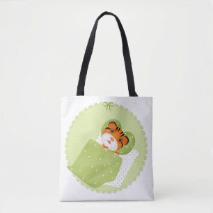 Bolsa Tote Tigre em ilustração de cama crianças impressão