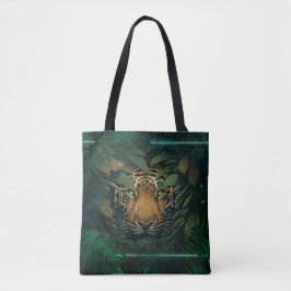 Bolsa Tote Tigre escondido na Folhagem               