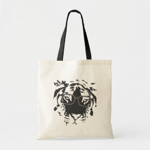 Bolsa Tote Tigre Hipster com Óculos, Preto
