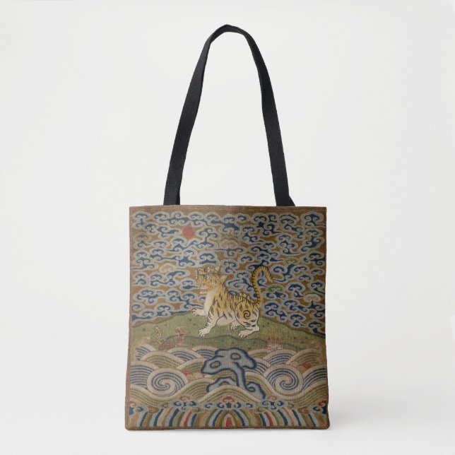 Bolsa Tote Tigre nas Nuvens da Dinastia Qing (Frente)