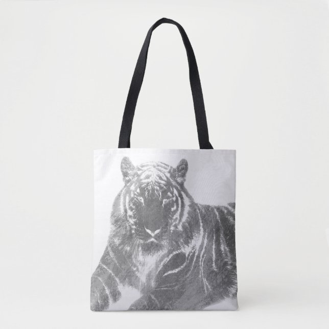 Bolsa Tote Tigre Preto e Branco (Frente)