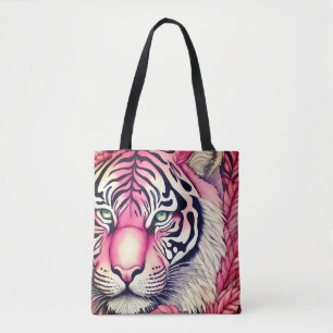 Bolsa Tote Tigre rosa, face do tigre