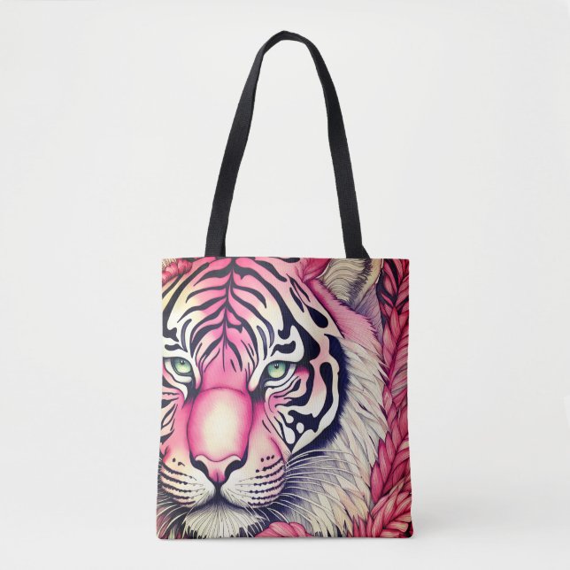 Bolsa Tote Tigre rosa, face do tigre (Frente)
