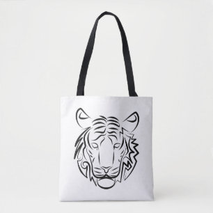 Bolsa Tote Tigre Tribal Negro e Branco