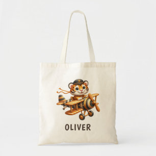 Bolsa Tote Tigre Voador Caprichoso e Fofo em um Avião