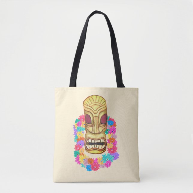 Bolsa Tote Tiki Head Havaiian Lei (Frente)