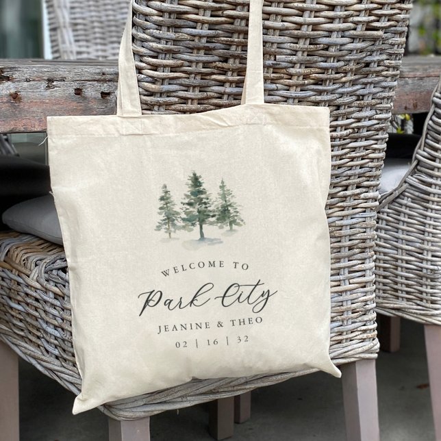 Bolsa Tote Timber Grove Winter Wedding Welcome (Criador carregado)