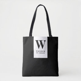 Bolsa Tote Timeless Black Wedding Monogram | Minimalist Desig
