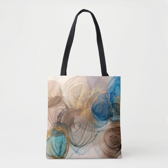 Bolsa Tote Tinta Álcool, Abstrato Mineral Branqueado. (Frente)