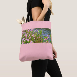 Bolsa Tote Tinta borboleta rosa com a cena da natureza ou sua