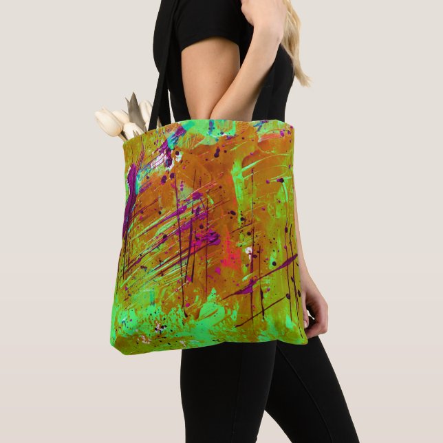Bolsa Tote Tinta Colorida de Abstrato Verde Neon (Close Up)