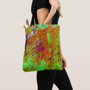 Bolsa Tote Tinta de Abstrato verde neon colorida