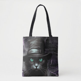 Bolsa Tote Tinta de Álcool Gárgyle de Gato Preto