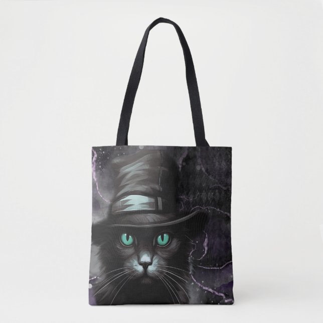 Bolsa Tote Tinta de Álcool Gárgyle de Gato Preto (Frente)