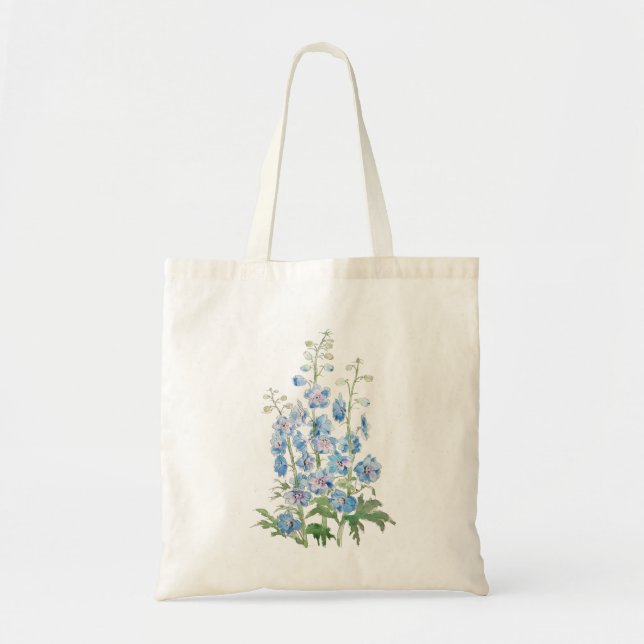 Bolsa Tote tinta delfinium azul roxa e aquarela (Frente)
