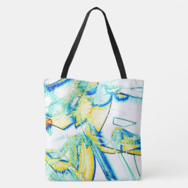 Bolsa Tote Tinta deslizada no, imagem com manchas azul ciano