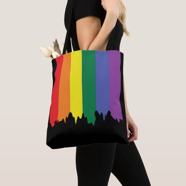 Bolsa Tote Tinta orgulho gay Arco-Íris (Close Up)