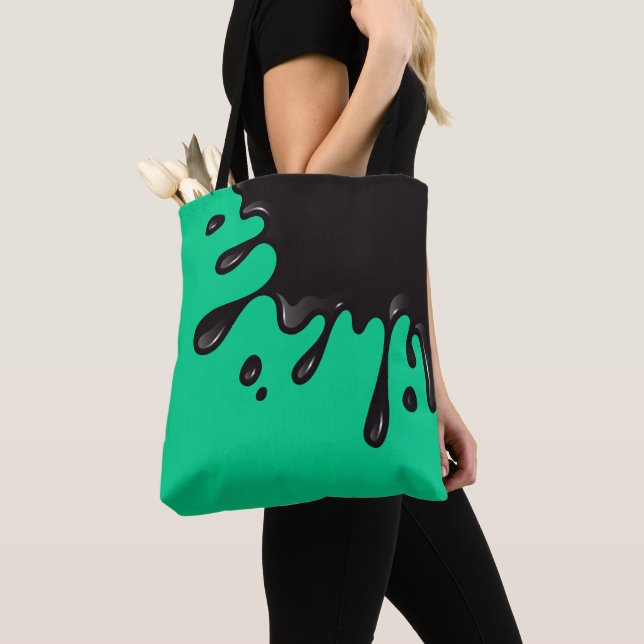 Bolsa Tote Tinta preta no Emerald Green (Close Up)