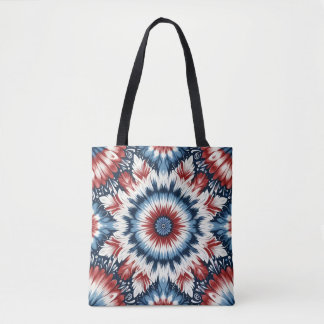Bolsa Tote Tinta Tie-dye Vermelha, Branca e Azul