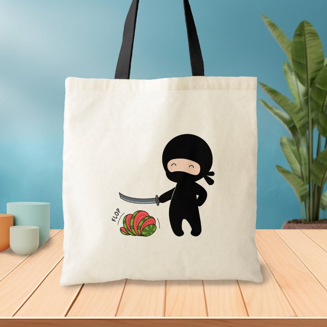 Bolsa Tote Tiny Ninja Cutting Watermelon (Criador carregado)
