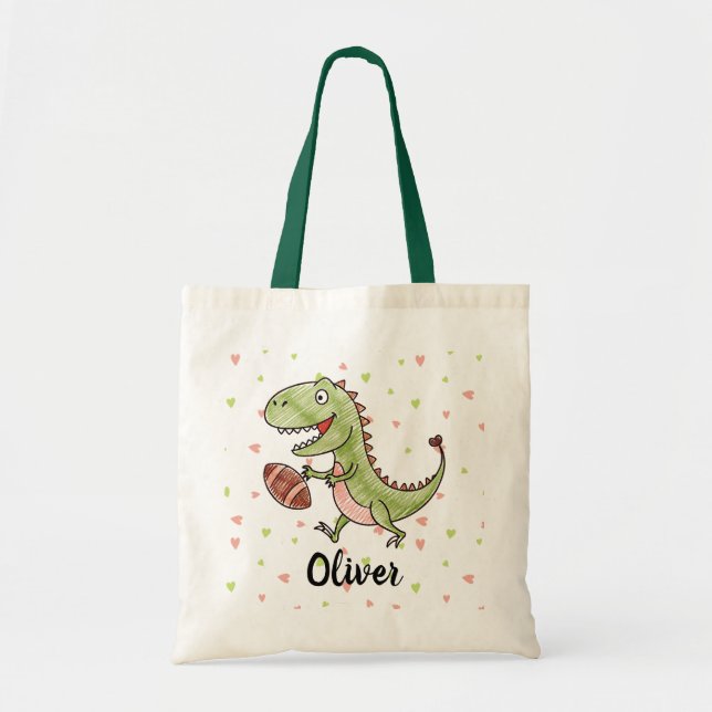 Bolsa Tote Tiny Trex Jogando Futebol Personalizado (Frente)