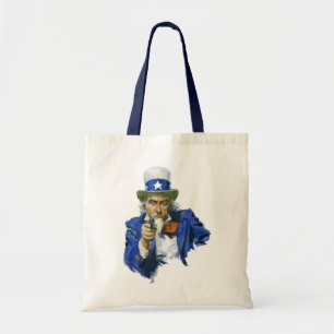 Bolsa Tote Tio Sam Patriótico Vintage com Chapéu de Estrela e