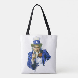 Bolsa Tote Tio Sam Patriótico Vintage com Chapéu de Estrela e