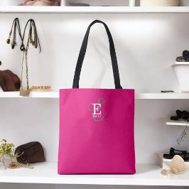 Bolsa Tote Típica de Monograma Personalizada, Rosa Quente