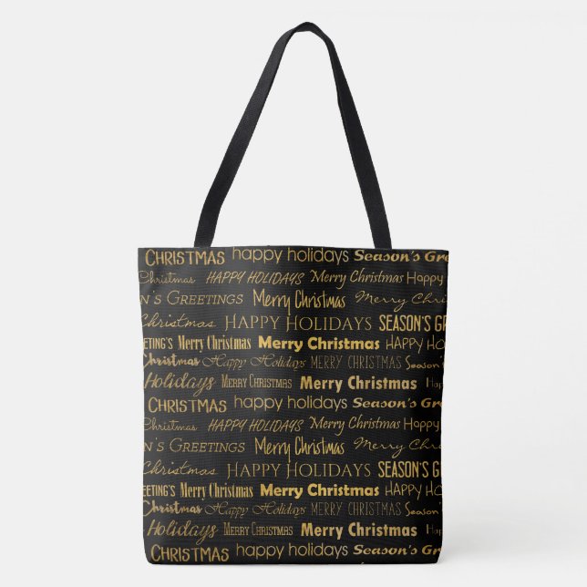 Bolsa Tote Típica de Natal Tendência Dourada (Frente)