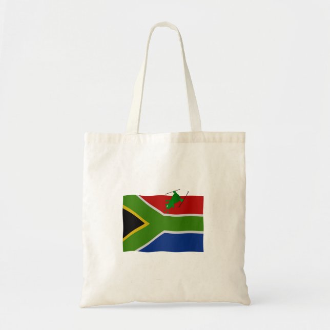 Bolsa Tote Típica Tokolosh esquiando na bandeira sul-africana (Frente)