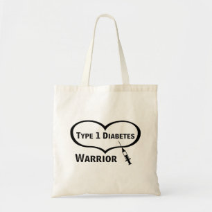 Bolsa Tote Tipo 1 Guerreiro da Diabetes Com Seringa Tote Bag