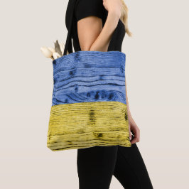 Bolsa Tote Tipo de textura de madeira azul amarela da Ucrânia