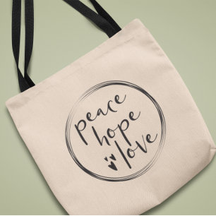 Bolsa Tote Tipo Moderno PEACE HOPE AMA Feriado de Natal