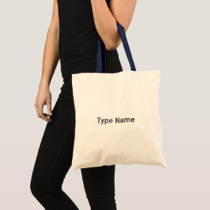 Bolsa Tote Tipo Nome Impresso Lindamente Natural e Azul-Marin
