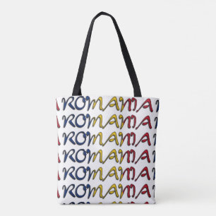 Bolsa Tote Tipografia das Cores de Bandeira da Romênia