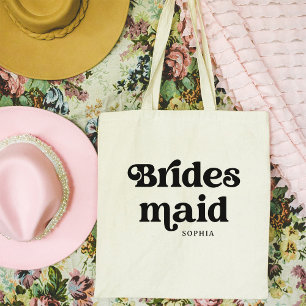Bolsa Tote Tipografia de Boho Retro Simples   Bridesmaid